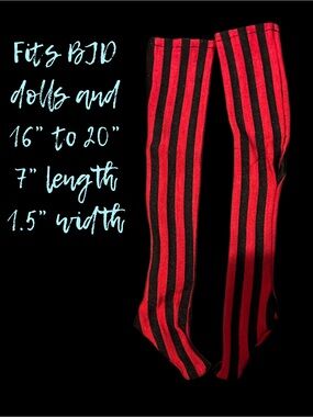Red & Black Stripe over the knee socks for Dolls
